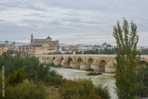 Cordoba in November. Roman Bridge and Mezquita.