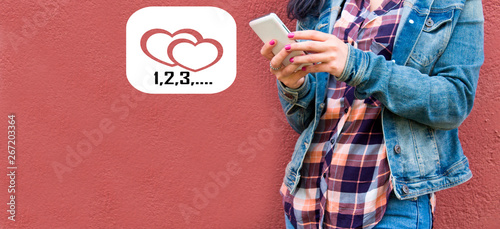 woman using dating app