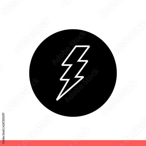 Free Download Lightning vector icon, thunder symbol. Simple, flat design isolated on white background for web or mobile app - GFXLoad