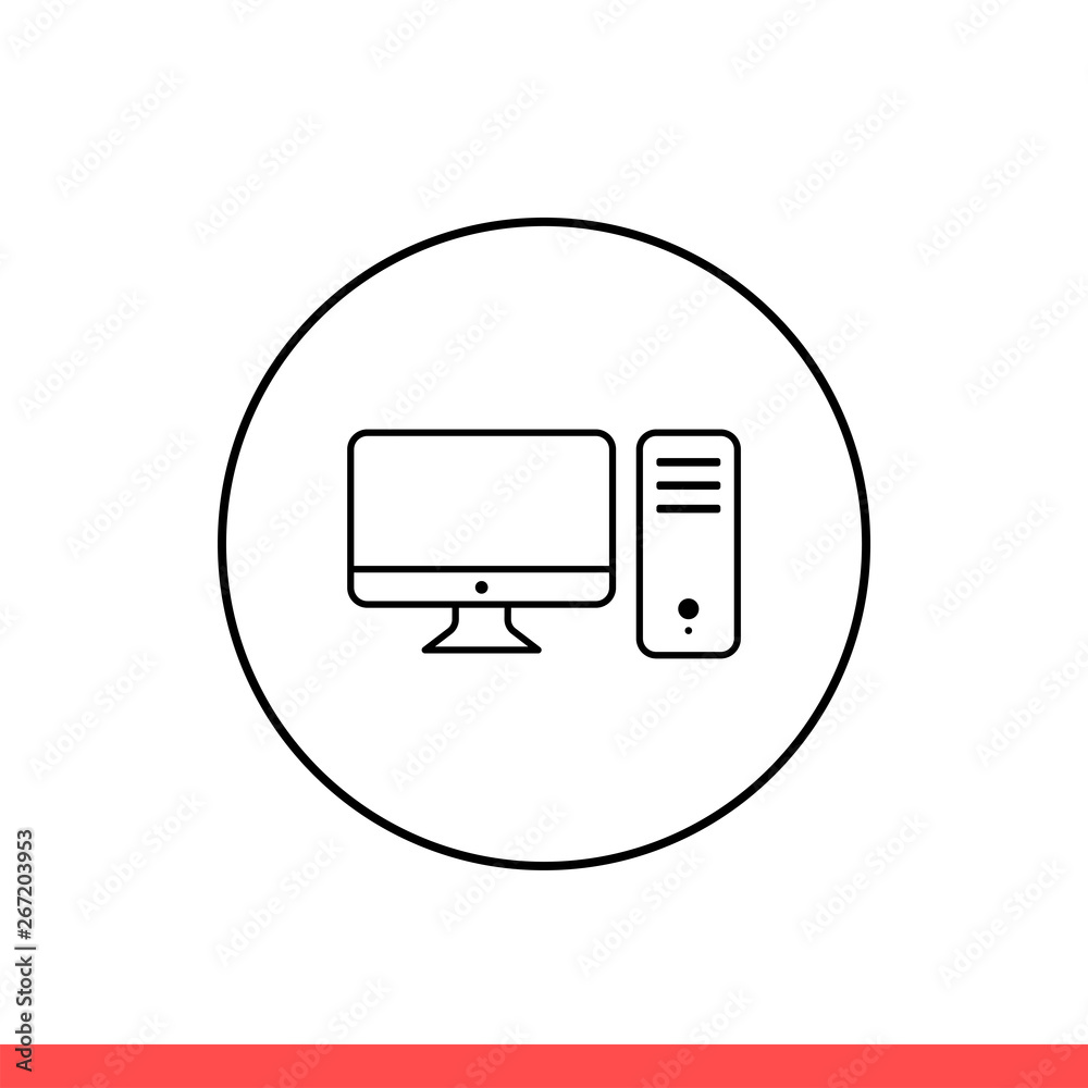 Desktop vector icon, computer symbol. Simple, flat design isolated on white background for web or mobile app Desktop vector icon, computer symbol. Simple, flat design isolated on white background for web or mobile app