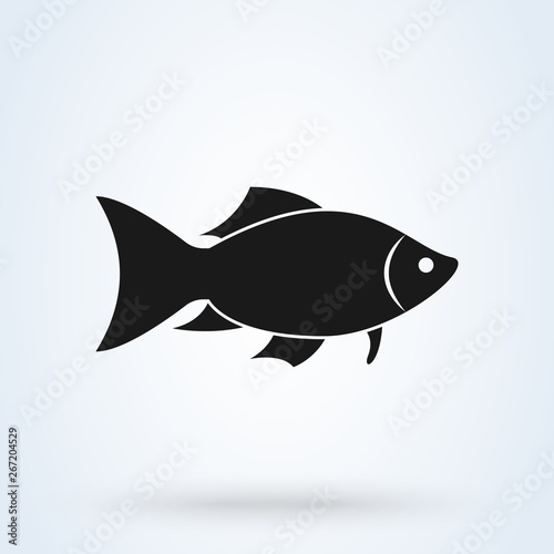 fish silhouette icon isolated on white background. Vector illustration