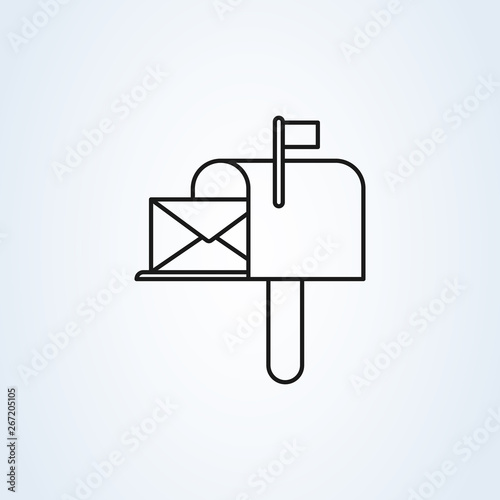 mail box symbol flat style. Line art Vector illustration icon isolated on white background.