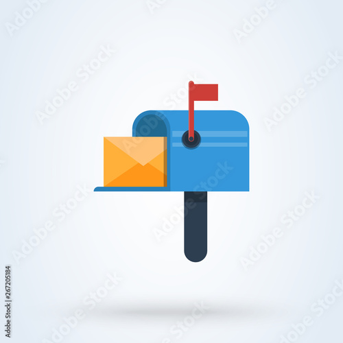 Mail box flat style. Vector illustration isolated on white background.