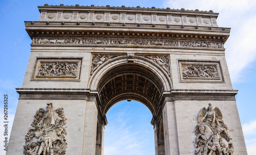 Arch of Triumph ( Arc de Triomphe ), Champs-Elysees in Paris France. April 2019