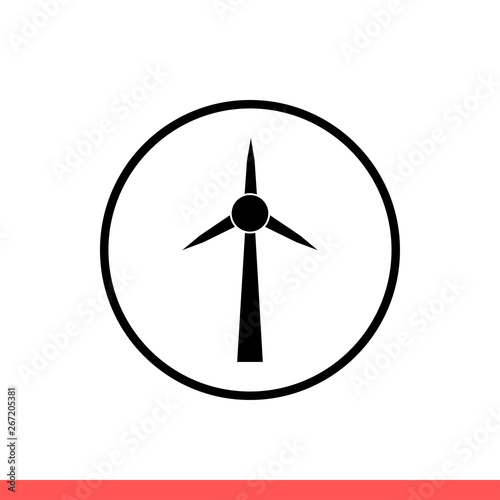Windmill vector icon, weather symbol. Simple, flat design isolated on white background for web or mobile app