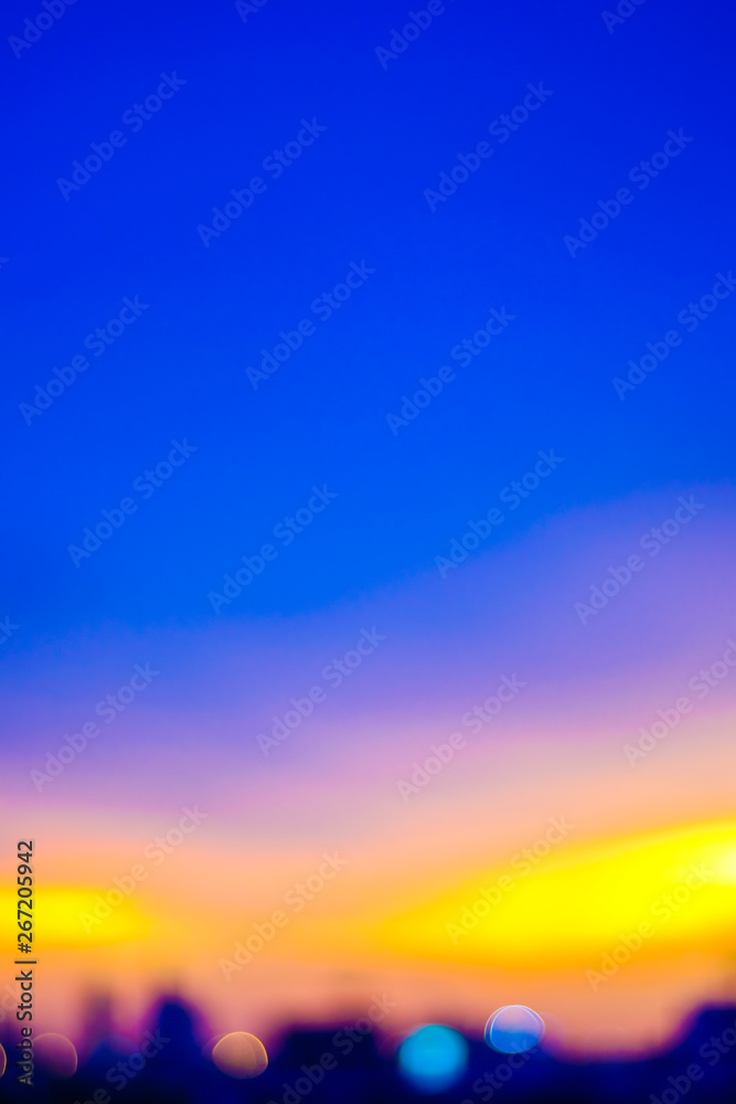 Abstract blurred silhouette sunset colorful sky cloud
