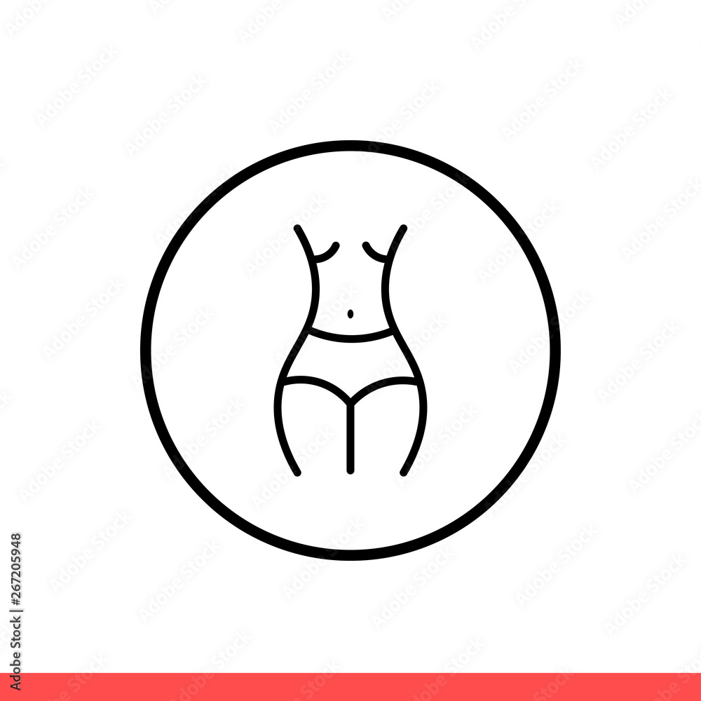 Woman waist vector icon, body symbol. Simple, flat design isolated on white background for web or mobile app Woman waist vector icon, body symbol. Simple, flat design isolated on white background for web or mobile app