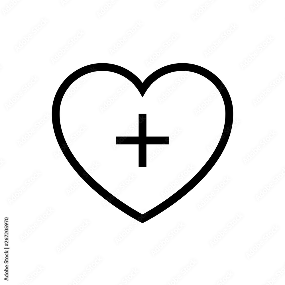 heart with plus symbol for healthcare icon design. line art medical vector illustration heart with plus symbol for healthcare icon design. line art medical vector illustration