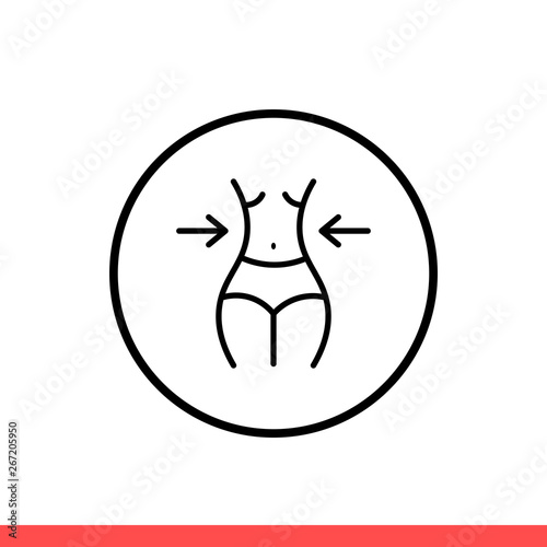 Woman waist vector icon, body symbol. Simple, flat design isolated on white background for web or mobile app