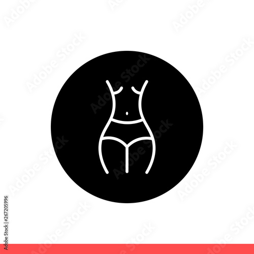 Woman waist vector icon, body symbol. Simple, flat design isolated on white background for web or mobile app
