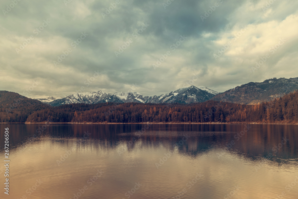 Eibsee a lake southwest of Garmisch-Partenkirchen, Bavaria Germany