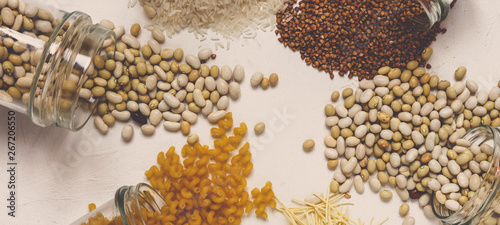 Zero waste. Eco friendly ware for storing groceries, cereals. The concept of sustainable lifestyle