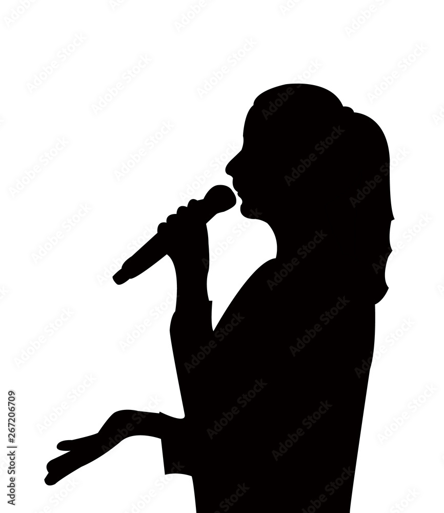 a woman speaking, silhouette vector