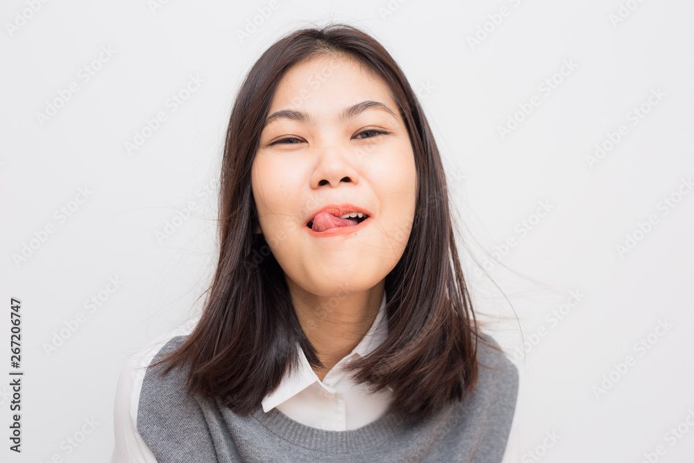 Bautiful asian women smiling and fell delicious Bautiful asian women smiling and fell delicious