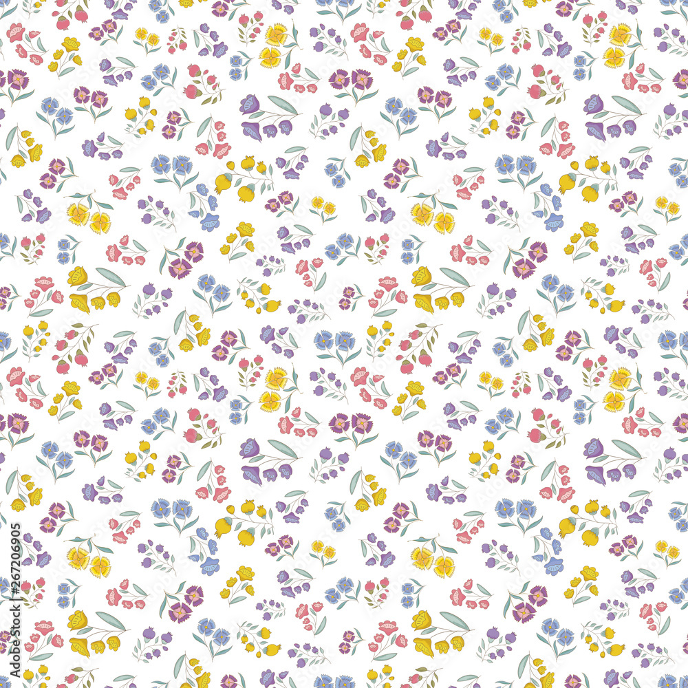 Little flowers vector pattern, seamless vector pattern delicate and clean white background