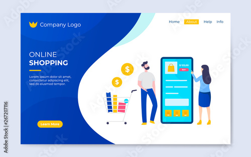modern flat online shopping landing page illustration