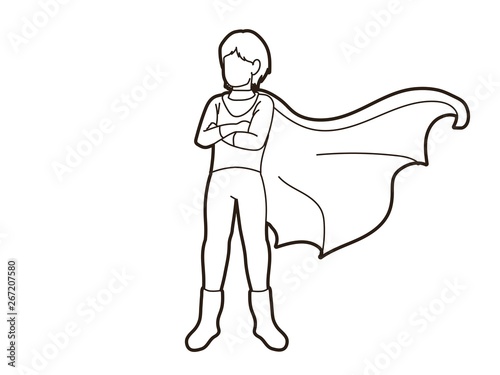 Super Hero Man standing with costume cartoon graphic vector.