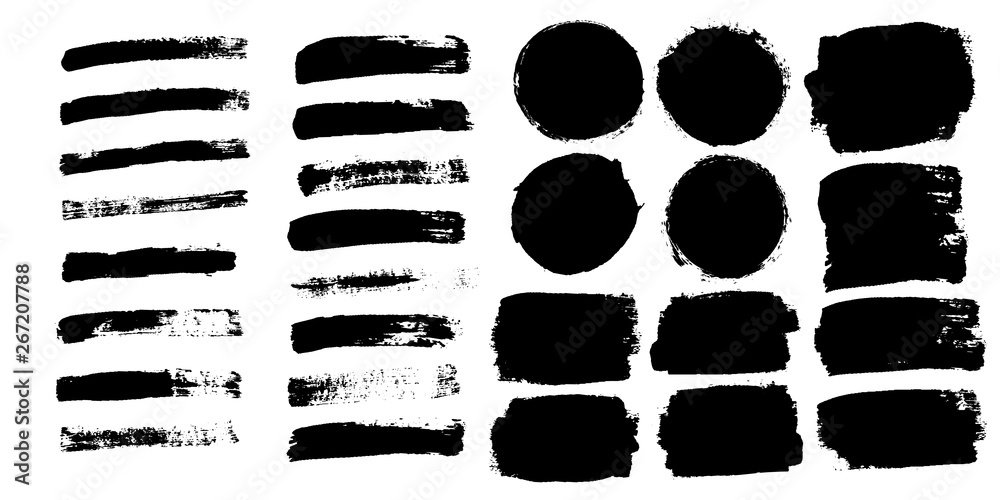 Brush strokes set isolated on white background. Black paint brush. Grunge texture stroke line. Art ink design. Border for artistic shape, paintbrush element. Brushstroke graphic. Vector illustration Brush strokes set isolated on white background. Black paint brush. Grunge texture stroke line. Art ink design. Border for artistic shape, paintbrush element. Brushstroke graphic. Vector illustration
