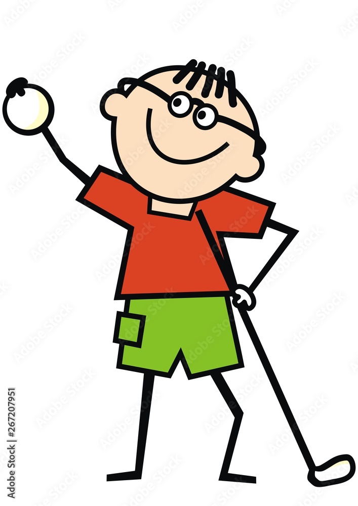 Golfer, single male, funny vector illustration. One young man doing sports. Man with golf club and ball. Colored image. Golfer, single male, funny vector illustration. One young man doing sports. Man with golf club and ball. Colored image.