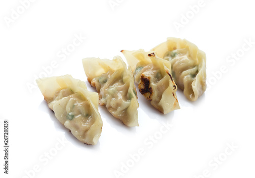 fried dumplings or gyoza isolated on white background