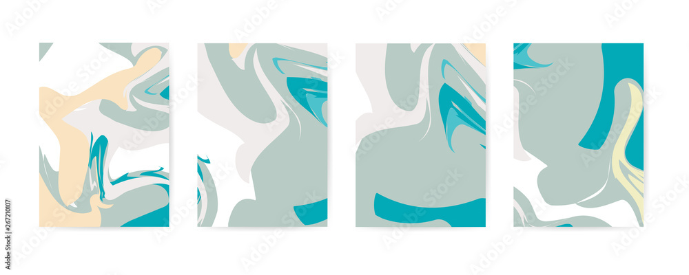 Set marble abstract covers design. Modern fluid colors backgrounds.