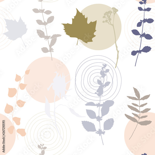 Botanical vector seamless pattern with hand drawn herbs, plants, flowers and ...