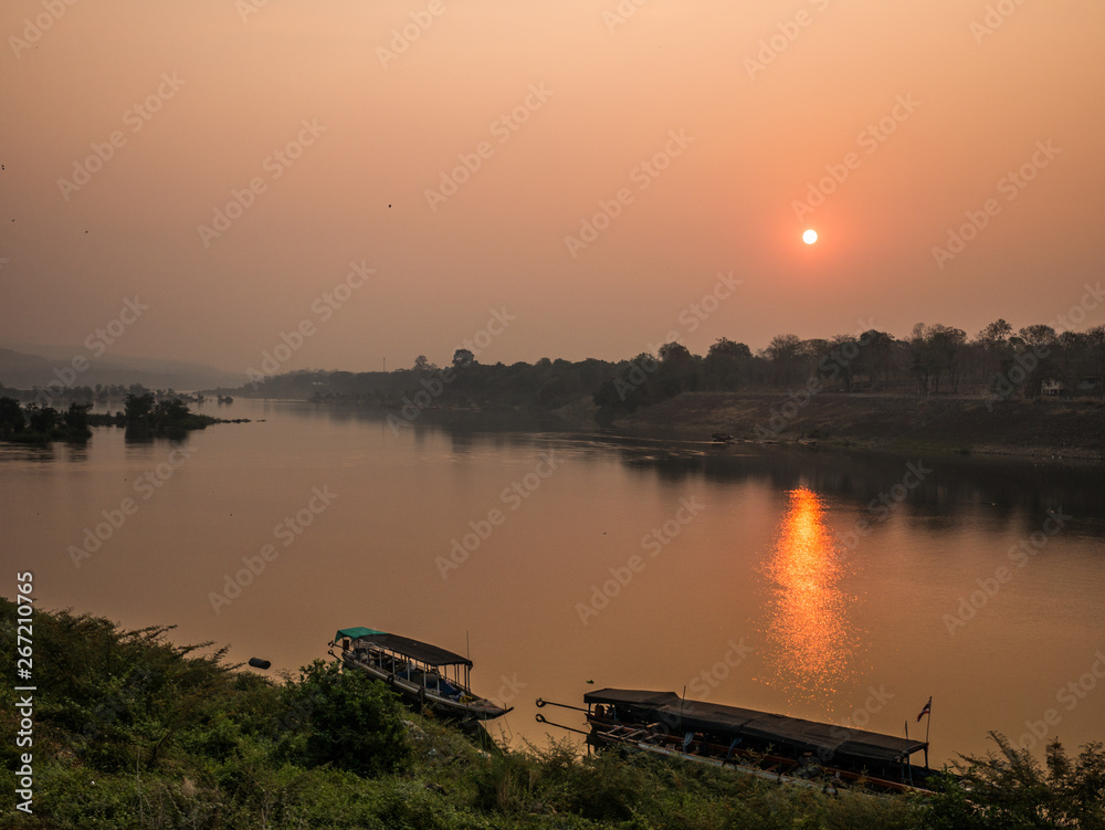 Beautiful view of WAT KHONGCHIAM and TWO COLOR RIVER.