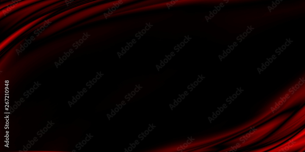Red luxury fabric on black background with copy space