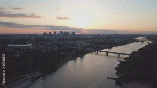 Aerial view of the center of Warsaw - zoom out