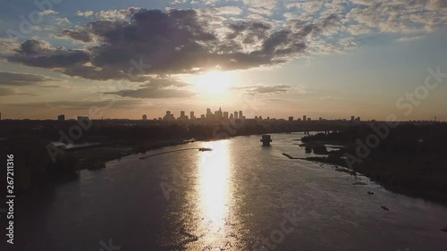 Aerial view of the center of Warsaw - zoom out