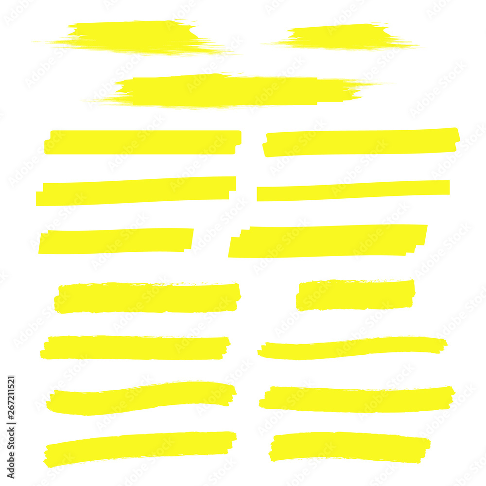 yellow marker text selection. Yellow watercolor hand drawn highlight - obrazy, fototapety, plakaty 