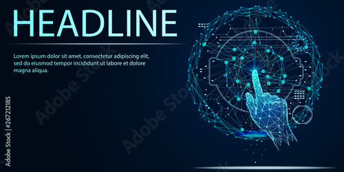 people and robots devices. Polygonal wireframe Vector. Banner. Abstract image of a starry sky or space, consisting of points, lines, n the form of stars and the universe. Low poly vector
