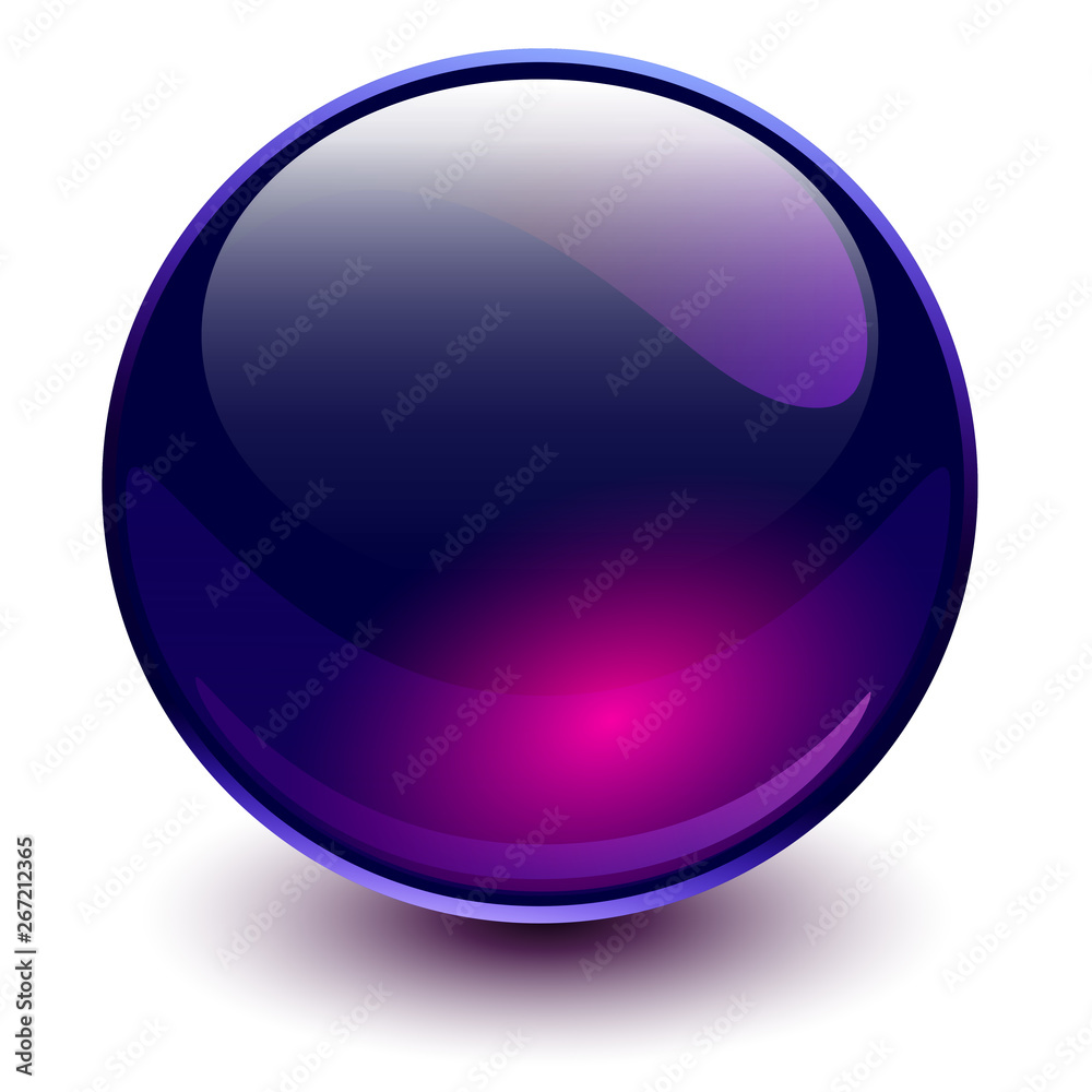 Naklejka premium Glass sphere purple, vector shiny ball.