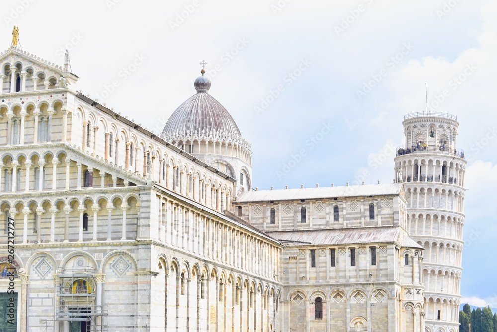 Pisa Cathedral and the Leaning Tower of Pisa in Tuscany Region