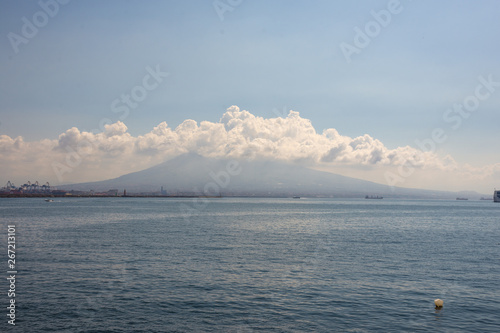 View of the active volcano Vesuvius and the Gulf of Naples