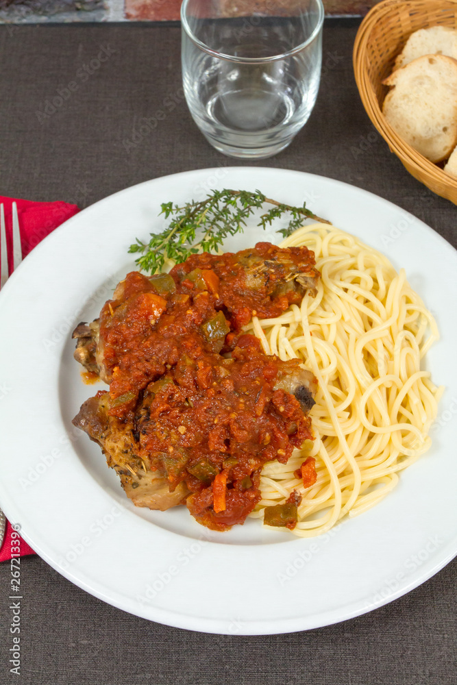 poulet au chorizo avec spaghetti poulet au chorizo avec spaghetti
