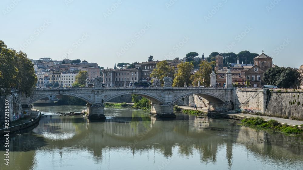 Aelian Bridge or Pons Aelius in Rome, Italy