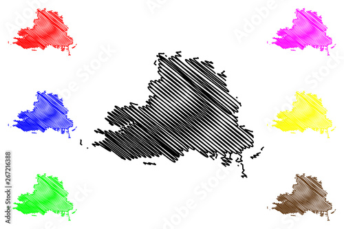 Kherson Oblast (Administrative divisions of Ukraine, Oblasts of Ukraine) map vector illustration, scribble sketch Khersonshchyna map