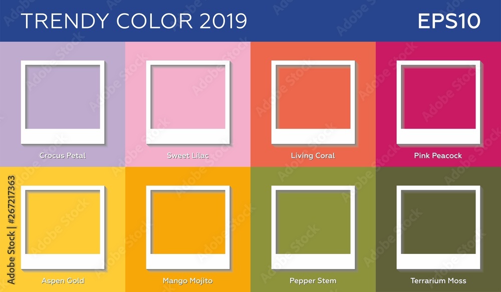 Fototapeta premium Color of the year 2019 Living Coral pantone and other fashionable trend and neutrals colors of spring-summer 2019 season from fashion weeks. Vector graphics.