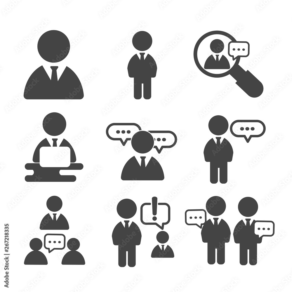 Set of businessman. People group icon isolated flat design on white background Set of businessman. People group icon isolated flat design on white background