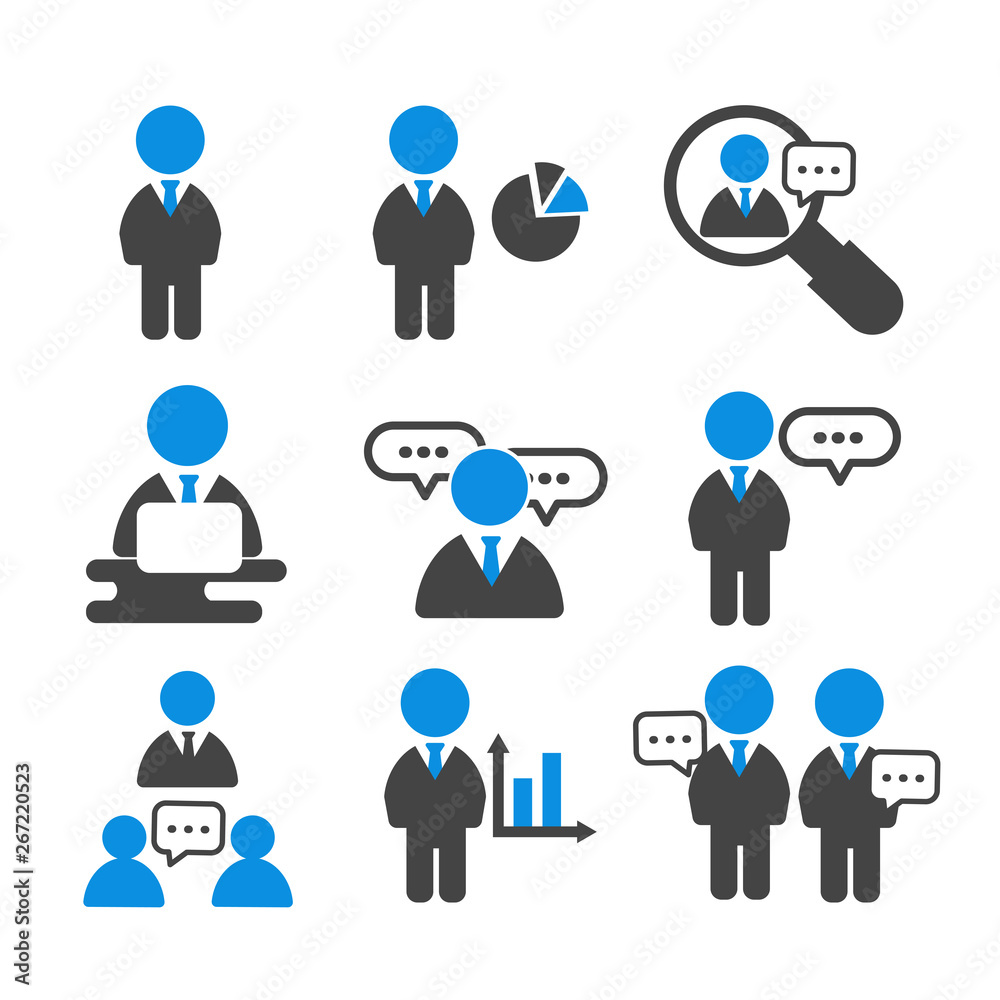 Set of businessman. People group icon isolated flat design on white background Set of businessman. People group icon isolated flat design on white background