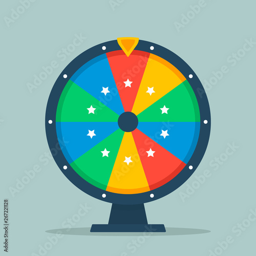 Wheel of fortune vector illustration of a flat. Empty colorful wheel of fortune isolated from the background. photo