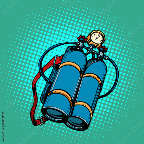 oxygen tank for diver. Underwater swimming