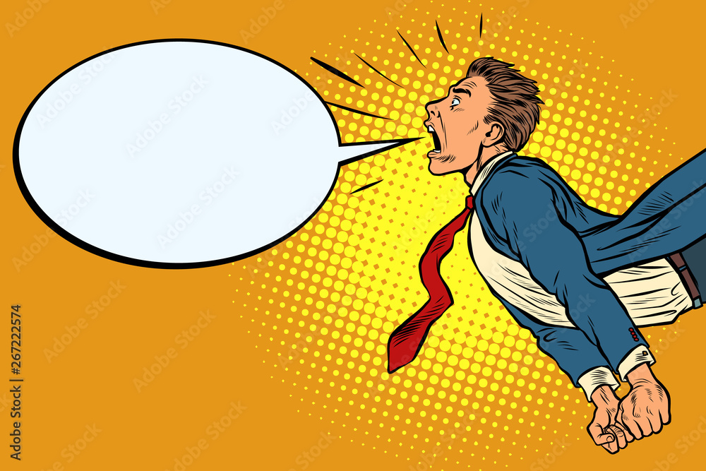 Naklejka premium panic businessman screaming