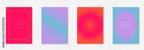 Set brochure. Orange and pink. Simple mobile screen, invitation, folder, journal concept. Set brochure as minimalist trendy cover. Line geometric element.