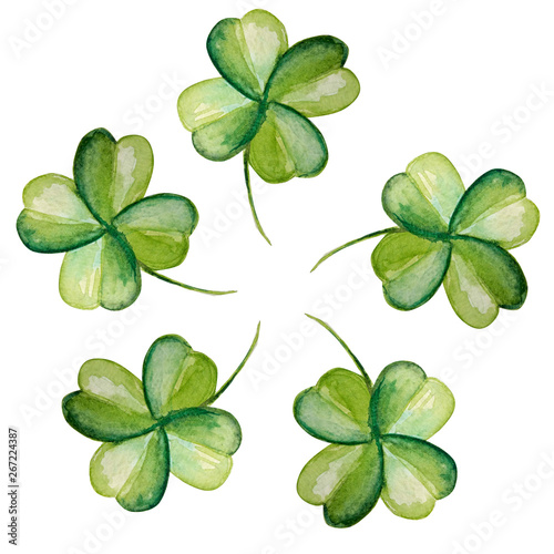 Beautiful clover pattern watercolor illustration