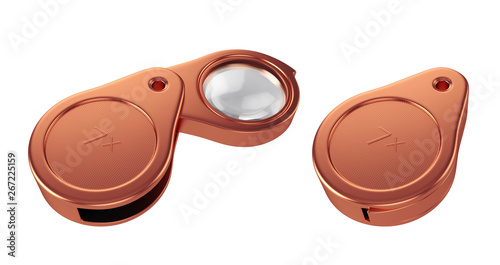 Foldable magnifier with cover on white background, 3d rendering © salamahin