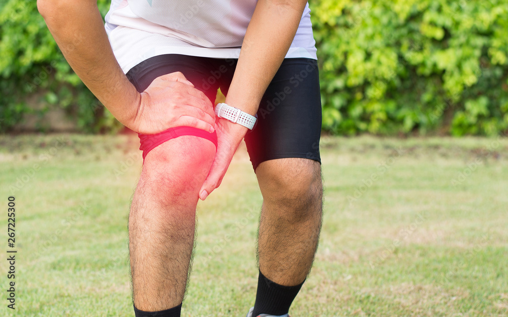 Man suffering from pain in leg injury after sport exercise running jogging and workout outdoor Man suffering from pain in leg injury after sport exercise running jogging and workout outdoor