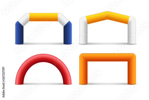 Inflatable arch sponsor balloon banner. Marathon start finish entrance event advertising