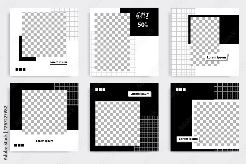 Editable minimal square banner template. Black and white background color. Suitable for social media post and web/internet ads. Vector illustration with photo college Editable minimal square banner template. Black and white background color. Suitable for social media post and web/internet ads. Vector illustration with photo college